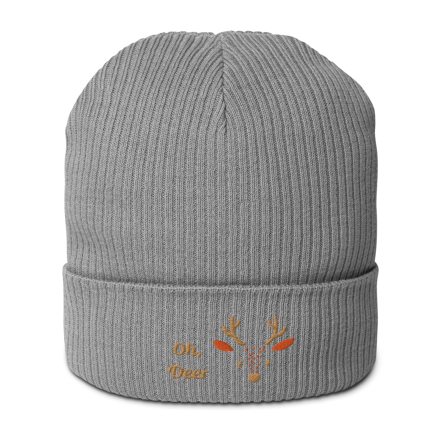 Organic Ribbed Cotton Beanie - Cute Deer