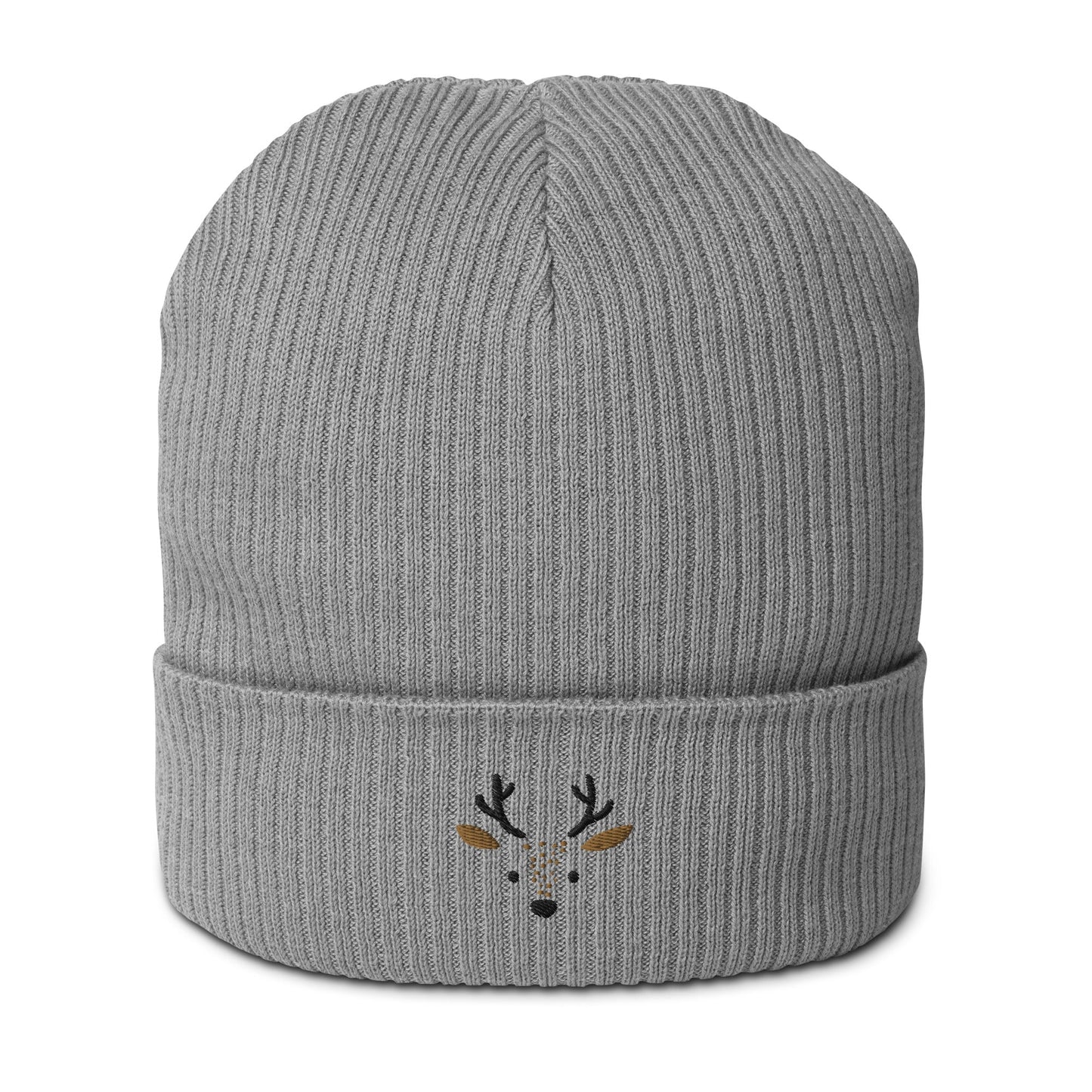 Organic Ribbed Cotton Beanie - Cute Deer