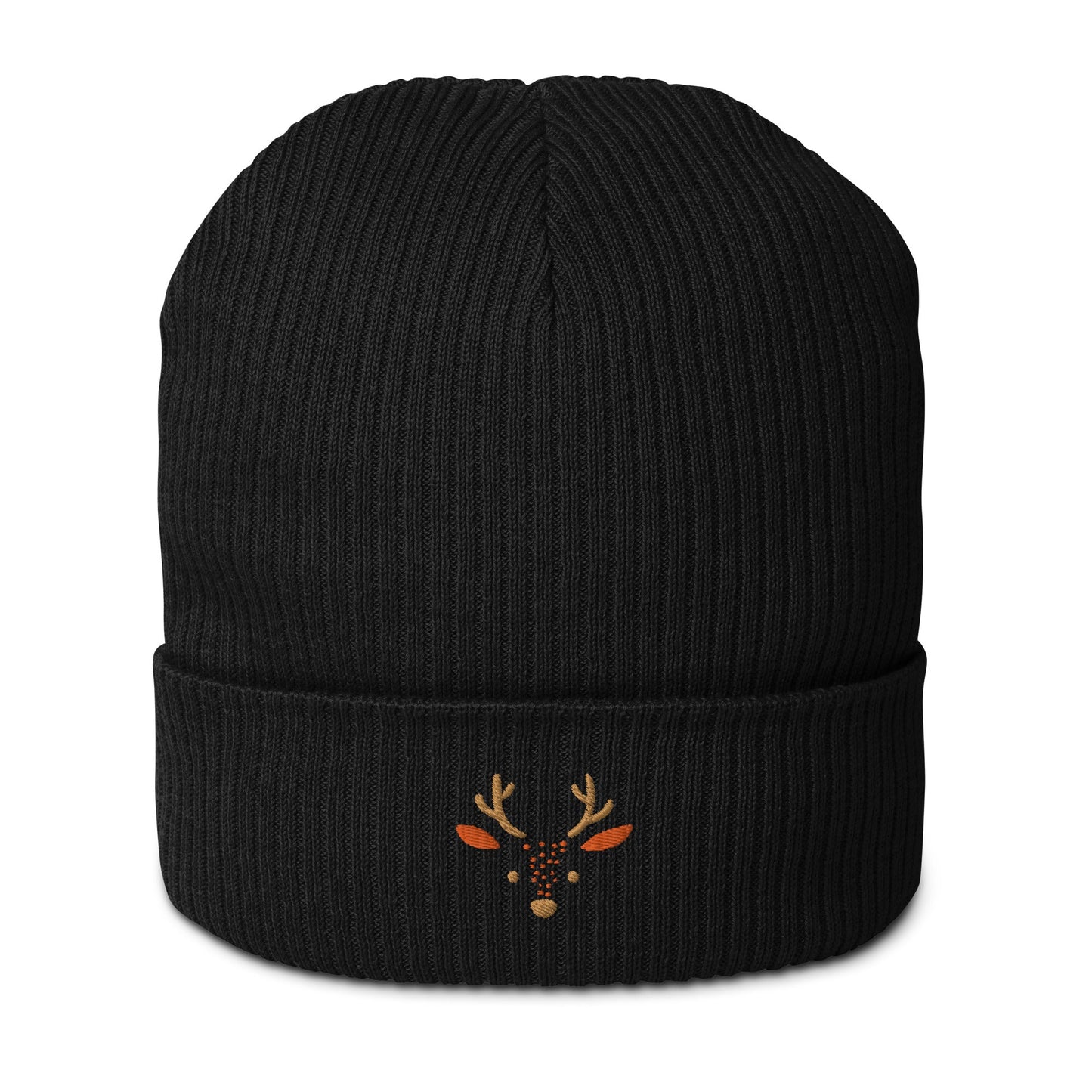Organic Ribbed Cotton Beanie - Cute Deer