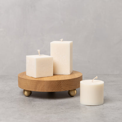 Natural Cube Wax Pillar Candle - Rapeseed