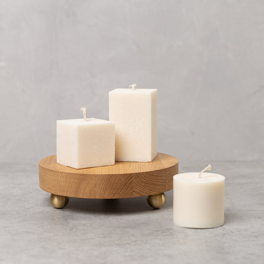 Natural Cube Wax Pillar Candle - Rapeseed