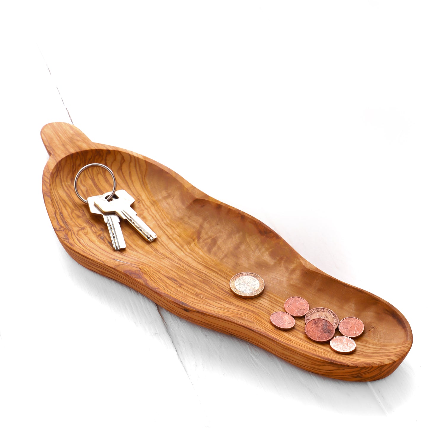Leaf-Shaped Olive Wood Dish - Handmade