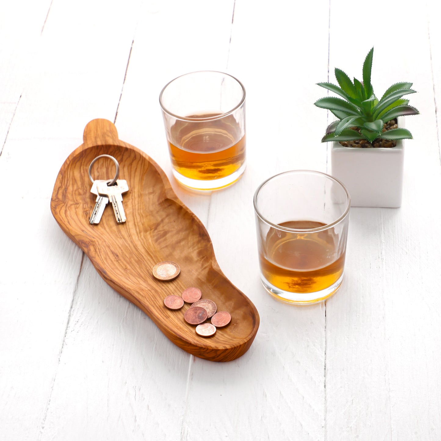 Leaf-Shaped Olive Wood Dish - Handmade
