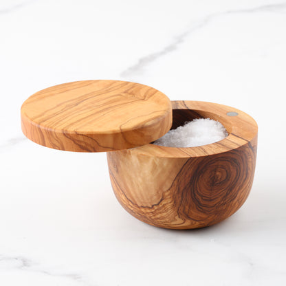 Salt Cellar with Magnetic Lid - Handmade Olive Wood