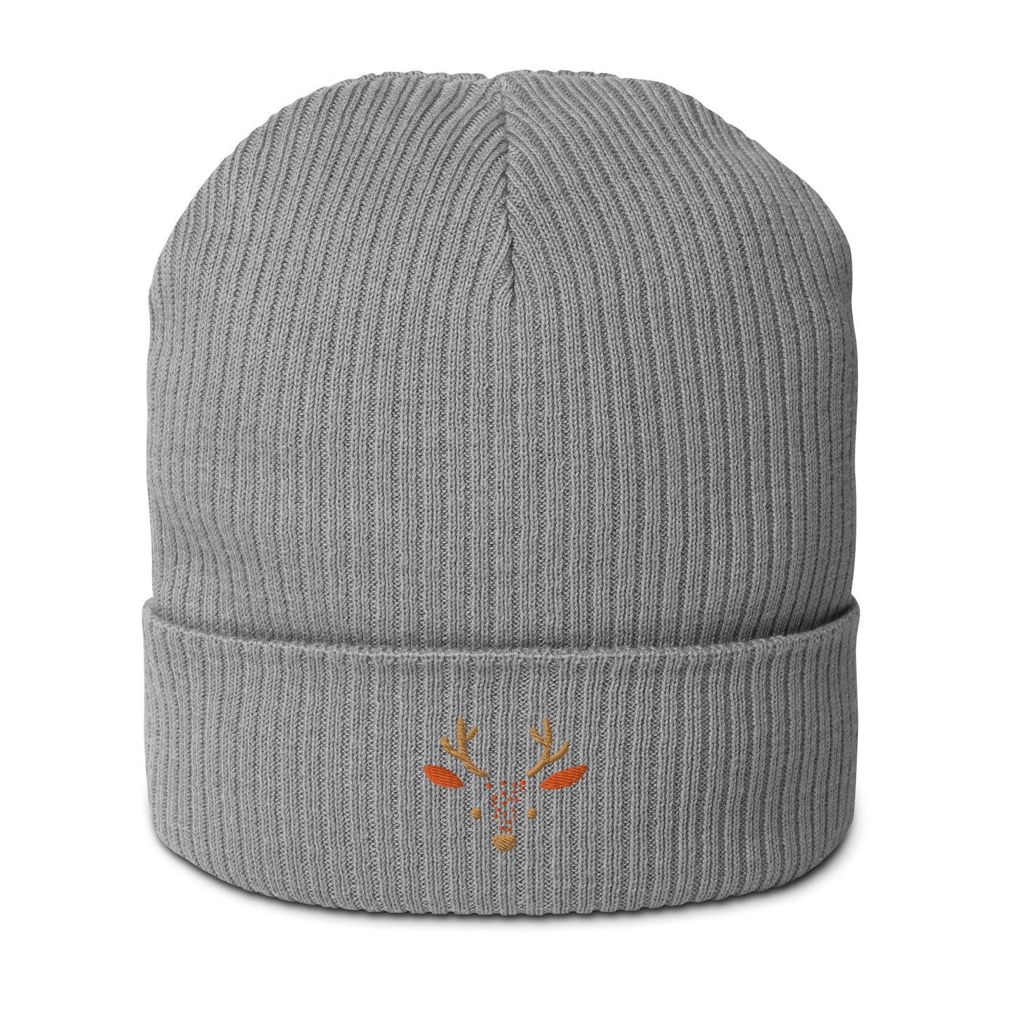 Organic Ribbed Cotton Beanie - Cute Deer