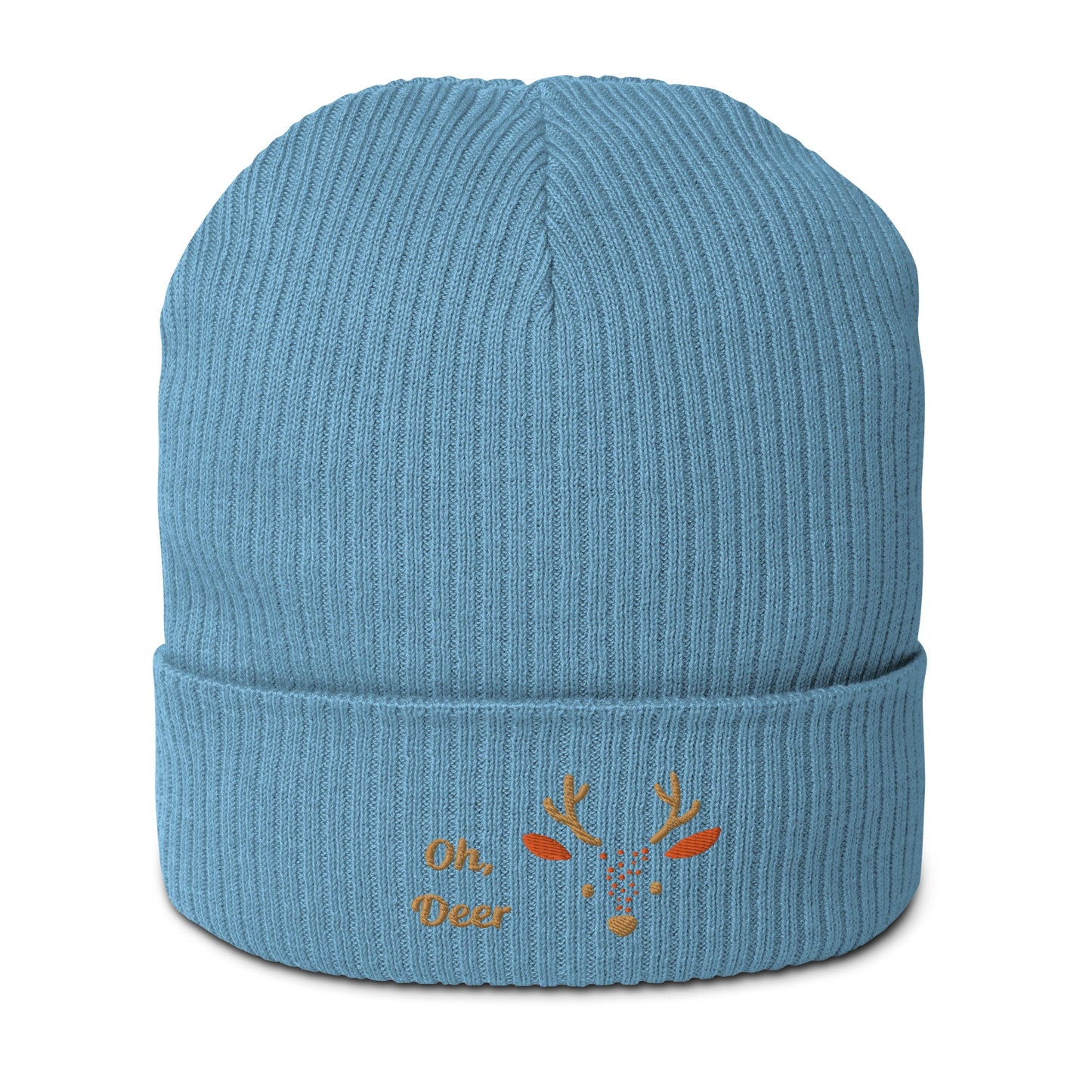 Organic Ribbed Cotton Beanie - Cute Deer