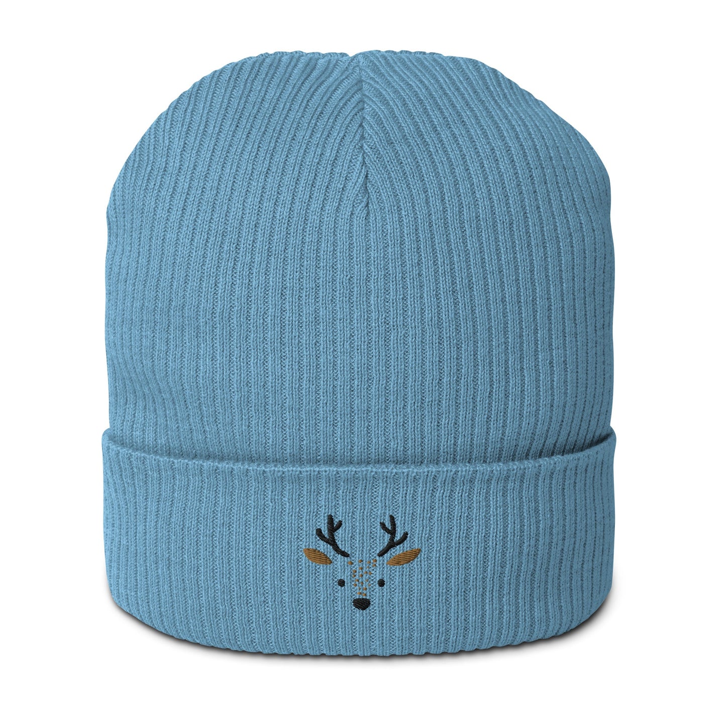 Organic Ribbed Cotton Beanie - Cute Deer