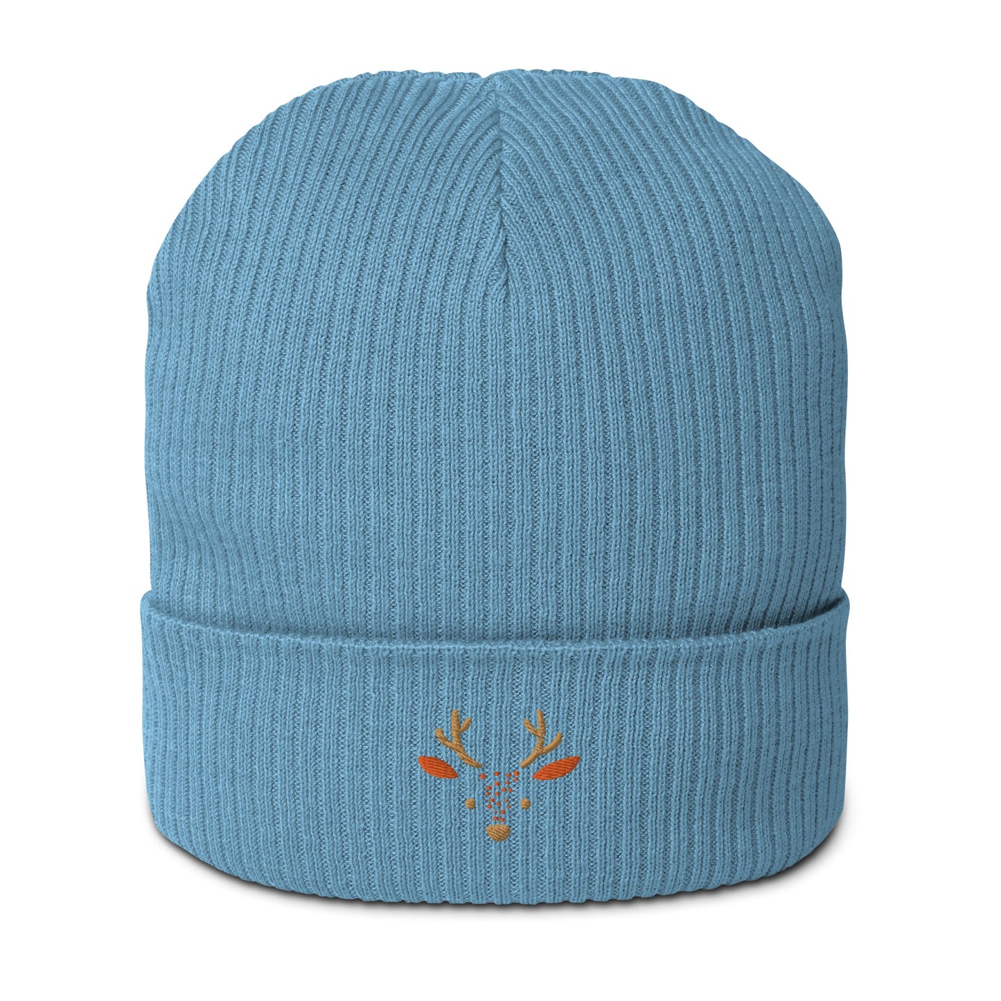 Organic Ribbed Cotton Beanie - Cute Deer