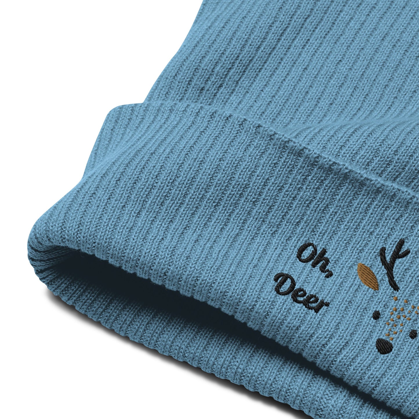 Organic Ribbed Cotton Beanie - Cute Deer