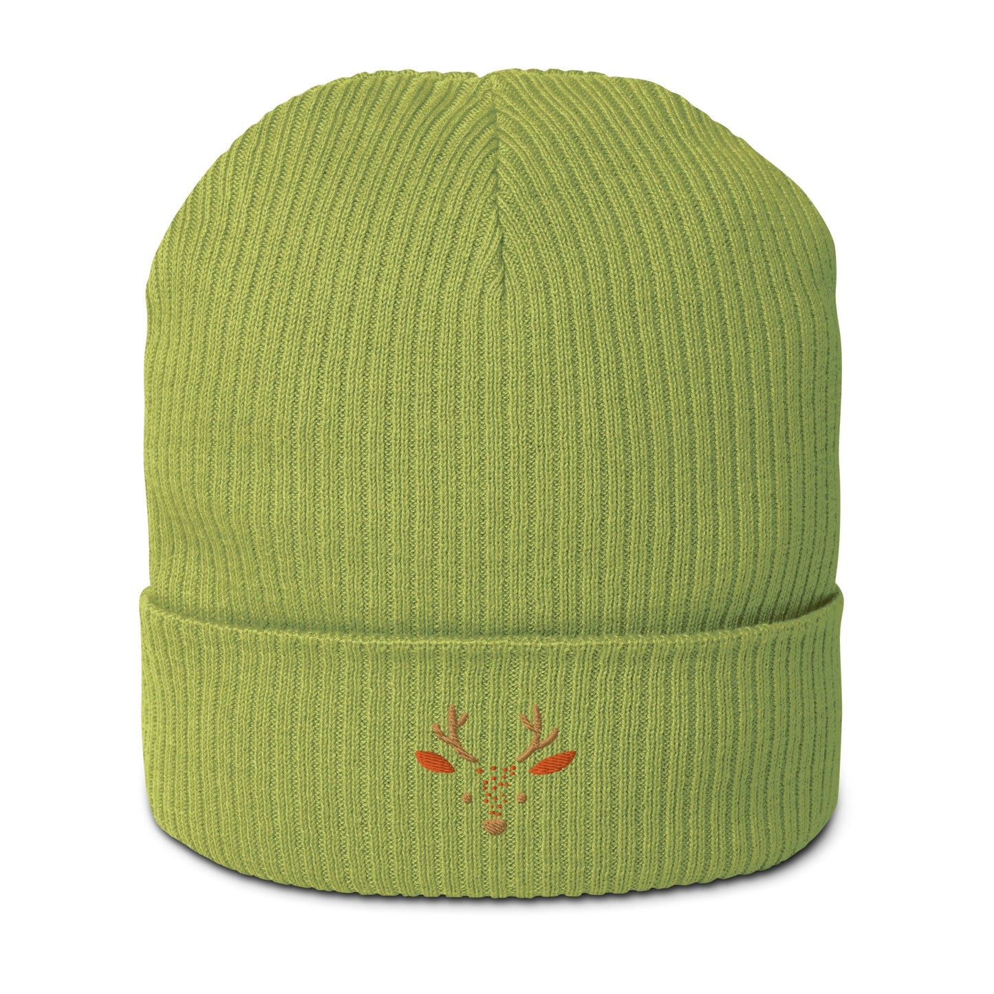 Organic Ribbed Cotton Beanie - Cute Deer