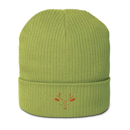 Organic Ribbed Cotton Beanie - Cute Deer