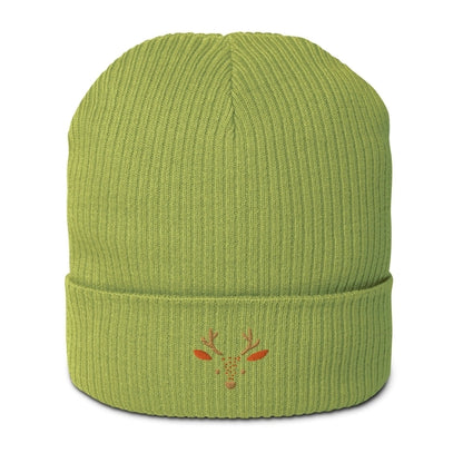 Organic Ribbed Cotton Beanie - Cute Deer