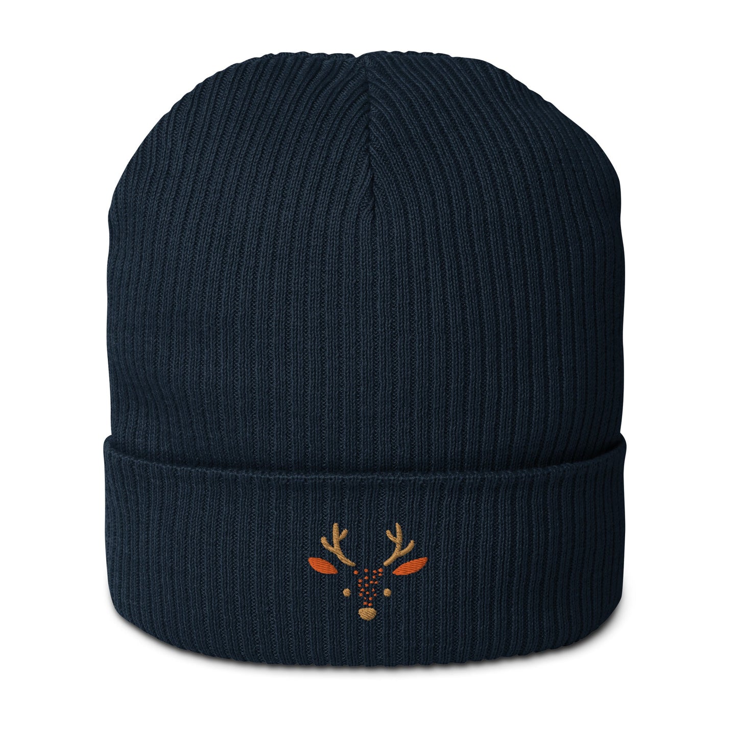 Organic Ribbed Cotton Beanie - Cute Deer