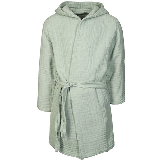 Organic Cotton Muslin Bathrobe - Aqua